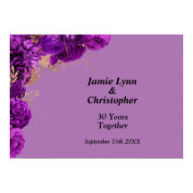 Custom Lila Floral Wedding Anniversary Poster