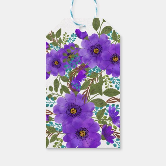 Custom Lila Floral Wedding Vielen Dank Geschenkanhänger (Rückseite)