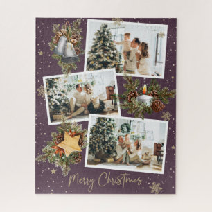 Custom Lila Foto Collage Weihnachten Puzzle