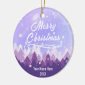 Custom Lila Friedlich Snow Forest  Frohe Weihnacht Keramik Ornament (Links)