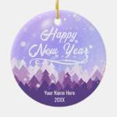 Custom Lila Friedlich Snow Forest  Frohe Weihnacht Keramik Ornament (Hinten)