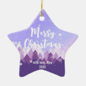 Custom Lila Friedlich Snow Forest  Frohe Weihnacht Keramik Ornament (Vorne)