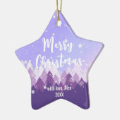 Custom Lila Friedlich Snow Forest  Frohe Weihnacht Keramik Ornament (Links)