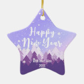 Custom Lila Friedlich Snow Forest  Frohe Weihnacht Keramik Ornament (Hinten)