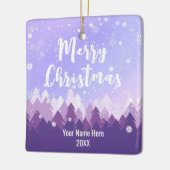 Custom Lila Friedlich Snow Forest Frohe Weihnacht Keramikornament (Links)