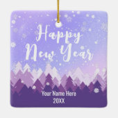 Custom Lila Friedlich Snow Forest Frohe Weihnacht Keramikornament (Rückseite)