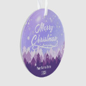 Custom Lila Friedlich Snow Forest Frohe Weihnacht Ornament (Vorderseite)