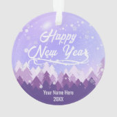 Custom Lila Friedlich Snow Forest Frohe Weihnacht Ornament (Rückseite)