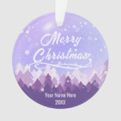 Custom Lila Friedlich Snow Forest Frohe Weihnacht Ornament (Vorderseite)