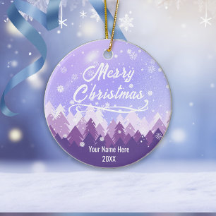 Custom Lila Friedlich Snow Forest  Frohe Weihnacht Ornament