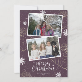 Custom Lila Frohe Weihnachten Geschenke Foto-Karte