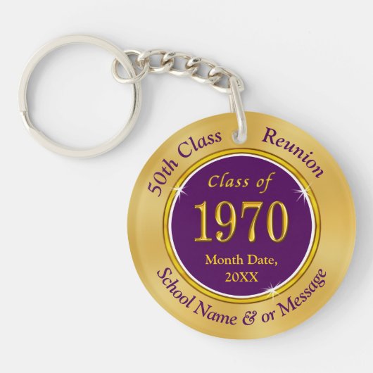 Custom Lila Gold Class of 1970, 50. Wiedersehen Schlüsselanhänger (Vorderseite)