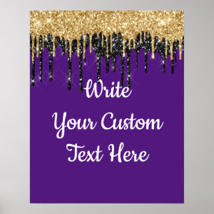 Custom Lila Gold Glitzer Geburtstags Foto Prop Poster