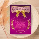 Custom Lila & Gold Wedding Anniversary Party Bow Dankeskarte