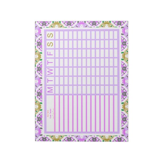 Custom Lila Green Back to School Goals Tracker Notizblock (Rotiert)