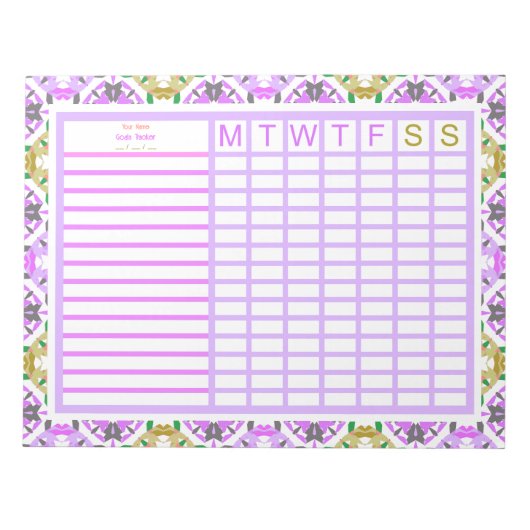Custom Lila Green Back to School Goals Tracker Notizblock (Vorderseite)