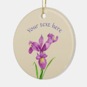 Custom Lila Iris Botanische Blumenkunst Keramik Ornament (Links)