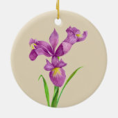 Custom Lila Iris Botanische Blumenkunst Keramik Ornament (Hinten)
