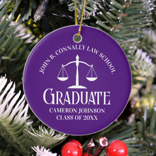 Custom Lila Law School Graduate Foto Weihnachten Keramik Ornament