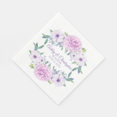 Custom Lila Lilac Lavender Floral White Wedding Serviette (Ecke)