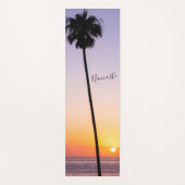 Custom Lila & Orange Beach Sunset Palm Tree Yogamatte (Vorderseite)