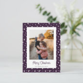 Custom Lila Stars Foto Frohe Weihnachts Postkarte (Stehend Vorderseite)