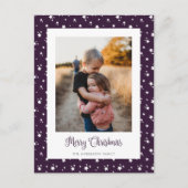 Custom Lila Stars Foto Frohe Weihnachts Postkarte (Vorderseite)