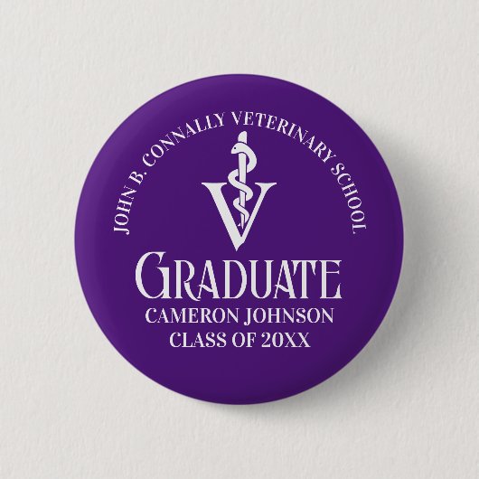 Custom Lila Veterinary School Abschluss Button (Vorderseite)