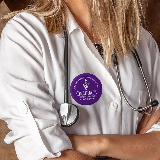 Custom Lila Veterinary School Abschluss Button