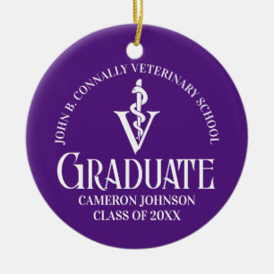 Custom Lila Veterinary School Graduate Christmas Keramik Ornament