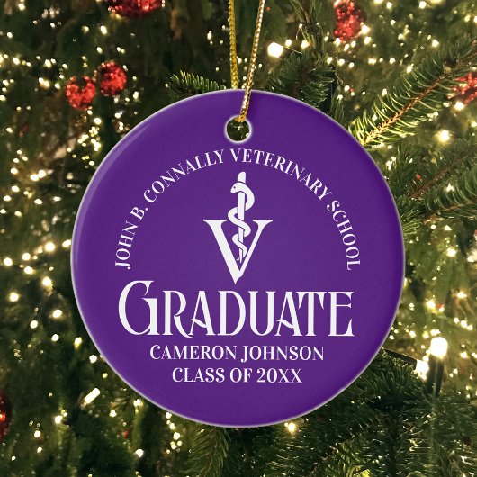Custom Lila Veterinary School Graduate Christmas Keramik Ornament