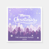 Custom Lila White Snow Friedlich Foliday Serviette (Vorderseite)