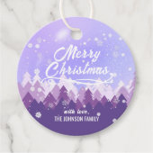 Custom Lila White Snow Friedlich Forest Weihnachte Geschenkanhänger (Vorderseite)