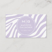 Custom Lila White Zebra Muster Beruflich Visitenkarte (Vorderseite)