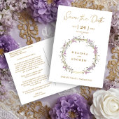 Custom Lilac Elegant Garland Wreath Wedding Ankündigungspostkarte