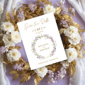 Custom Lilac Elegant Garland Wreath Wedding Magneteinladung