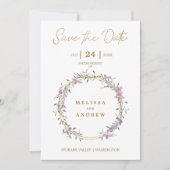 Custom Lilac Elegant Garland Wreath Wedding Save The Date (Vorderseite)