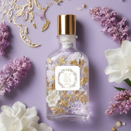 Custom Lilac Garland Wreath Wedding Sanitizer Gel Quadratischer Aufkleber