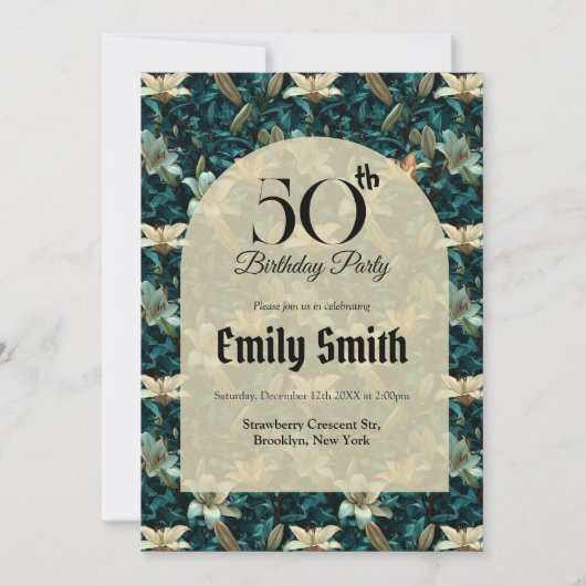 Custom Lilies Floral Custom Birthday Einladung (Vorderseite)