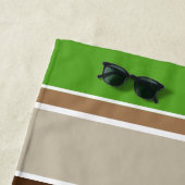 Custom Lime Green Dunkel Brown Taupe Weiße Streife Strandtuch (Beispiel)