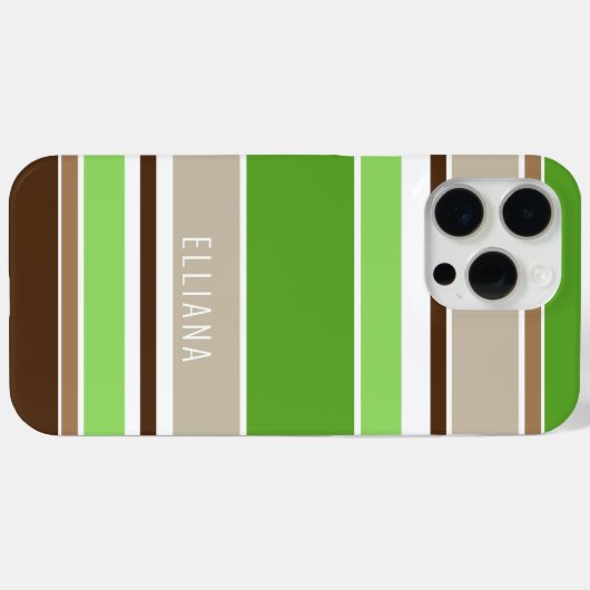 Custom Lime Green Dunkelbraun Beige weiße Streifen Case-Mate iPhone Hülle (Rückseite (Horizontal))