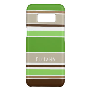 Custom Lime Green Dunkelbraun Beige weiße Streifen Case-Mate Samsung Galaxy S8 Hülle