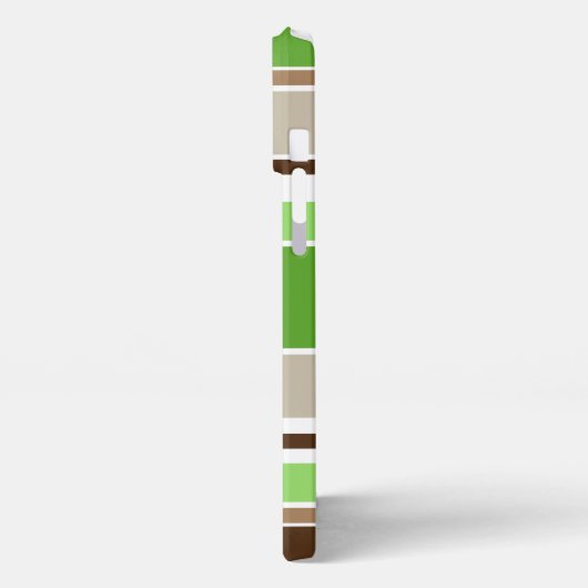 Custom Lime Green Dunkelbraun Beige weiße Streifen iPhone Hülle (Linke Seite)