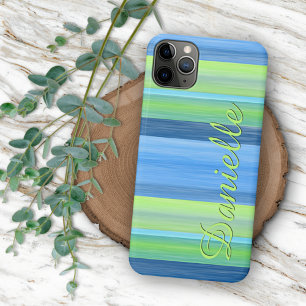 Custom Lime Green Turquoise Wasserfarben Streifen Case-Mate iPhone Hülle