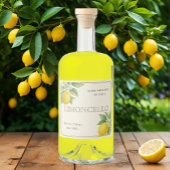 Custom Limoncello Label mit Aquarellfarben Lemons Alkoholflaschenetikett