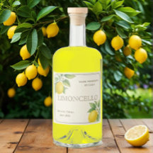 Custom Limoncello Label mit Aquarellfarben Lemons