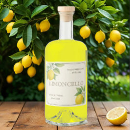 Custom Limoncello Label mit Aquarellfarben Lemons Alkoholflaschenetikett