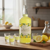 Custom Limoncello Label with Watercolor Lemons Weinetikett