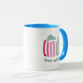 Custom "Linda" und Herz im Sommer grün, rosa Tasse (VorderseiteRechts)