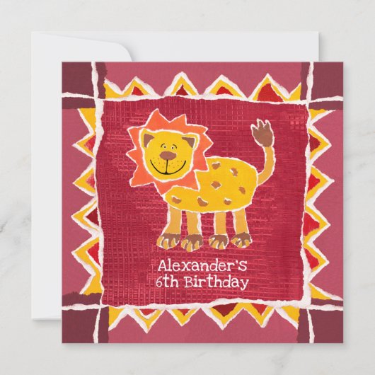 Custom Lion Collage Print Birthday Einladung (Vorderseite)